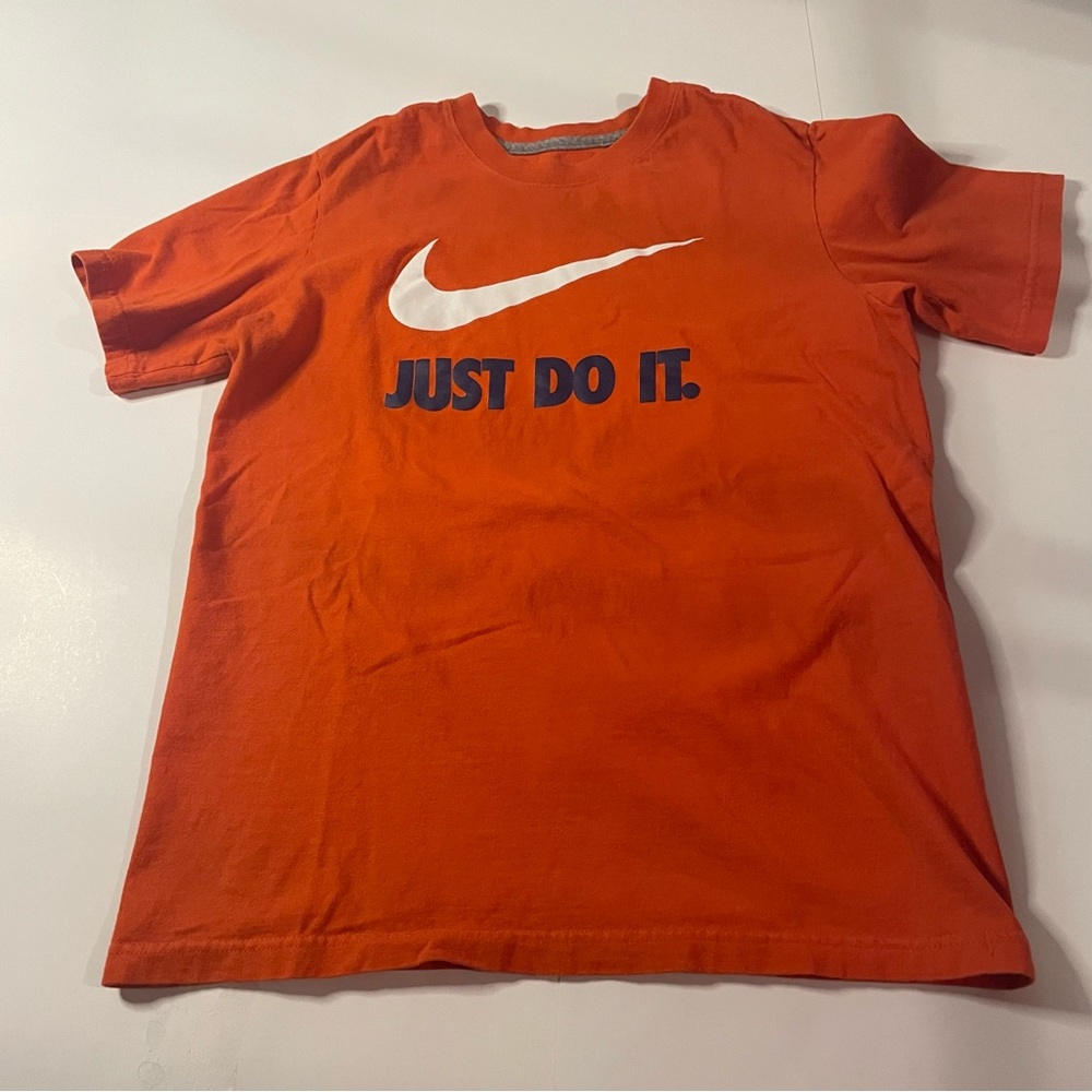 Nike Just Do It T Shirt Youth Large Orange Swoosh Logo.